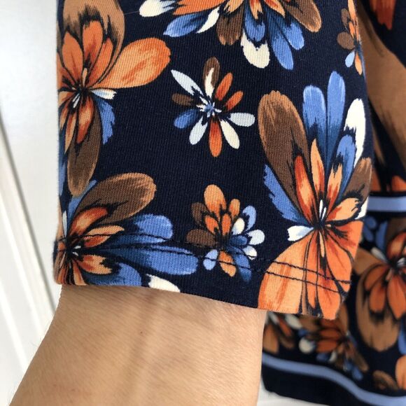 ALFRED DUNNER TOPS PETITE MEDIUM FLORAL PULLOVER 3/4 SLEEVES AUTUMN WEEKEND - Picture 8 of 9